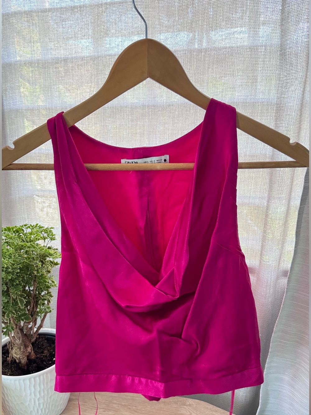 🌸Zara Pink Satin Draped Top
